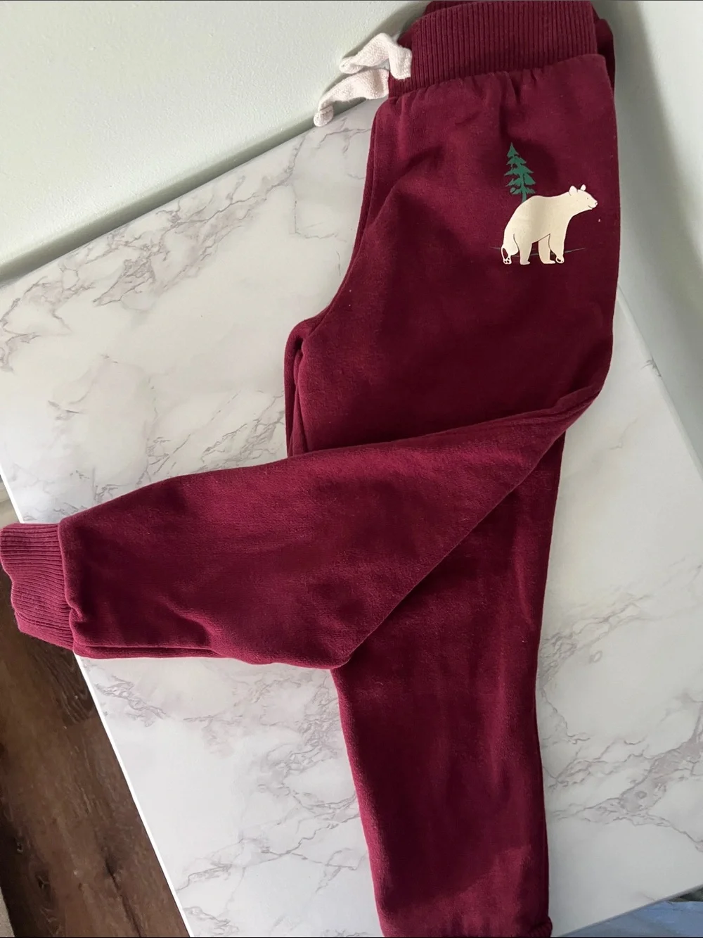 The Children's Place Maroon Fleece Joggers with Bear Accent